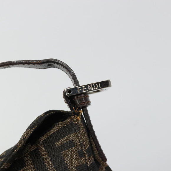 FENDI Zucca Canvas Mamma Baguette Shoulder Bag Black Brown Auth 182591A