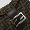 FENDI Zucca Canvas Mamma Baguette Shoulder Bag Black Brown Auth 182591A-15