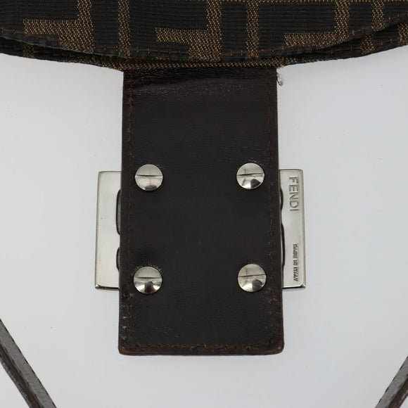FENDI Zucca Canvas Mamma Baguette Shoulder Bag Black Brown Auth 182591A