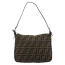FENDI Zucca Canvas Mamma Baguette Shoulder Bag Black Brown Auth 182591A-3