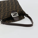 FENDI Zucca Canvas Mamma Baguette Shoulder Bag Black Brown Auth 182591A-7