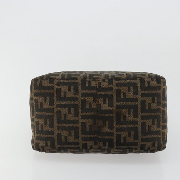 FENDI Zucca Canvas Mamma Baguette Shoulder Bag Black Brown Auth 182591A