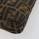 FENDI Zucca Canvas Mamma Baguette Schoudertas Zwart Bruin Auth 182592M-10