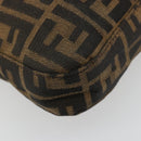FENDI Zucca Canvas Mamma Baguette Schoudertas Zwart Bruin Auth 182592M-11