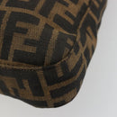 FENDI Zucca Canvas Mamma Baguette Schoudertas Zwart Bruin Auth 182592M-12