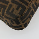 FENDI Zucca Canvas Mamma Baguette Schoudertas Zwart Bruin Auth 182592M-13