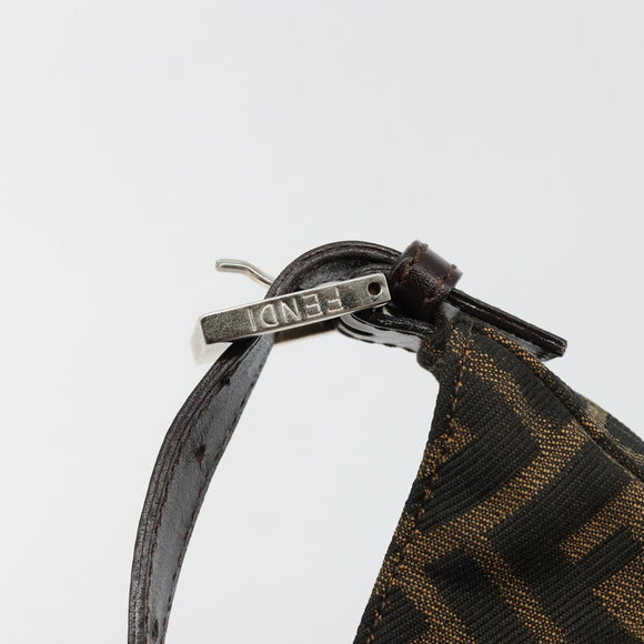 FENDI Zucca Canvas Mamma Baguette Schoudertas Zwart Bruin Auth 182592M
