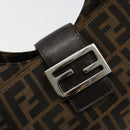 FENDI Zucca Canvas Mamma Baguette Schoudertas Zwart Bruin Auth 182592M-15
