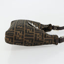 FENDI Zucca Canvas Mamma Baguette Schoudertas Zwart Bruin Auth 182592M-4