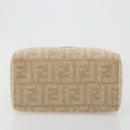 FENDI Zucca Canvas Mamma Baguette Hand Bag Wool Beige Silver Auth 182593V-6