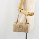 FENDI Zucca Canvas Mamma Baguette Hand Bag Wool Beige Silver Auth 182593V-26