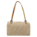 FENDI Zucca Canvas Mamma Baguette Hand Bag Wool Beige Silver Auth 182593V-2