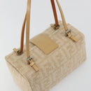 FENDI Zucca Canvas Mamma Baguette Hand Bag Wool Beige Silver Auth 182593V-7