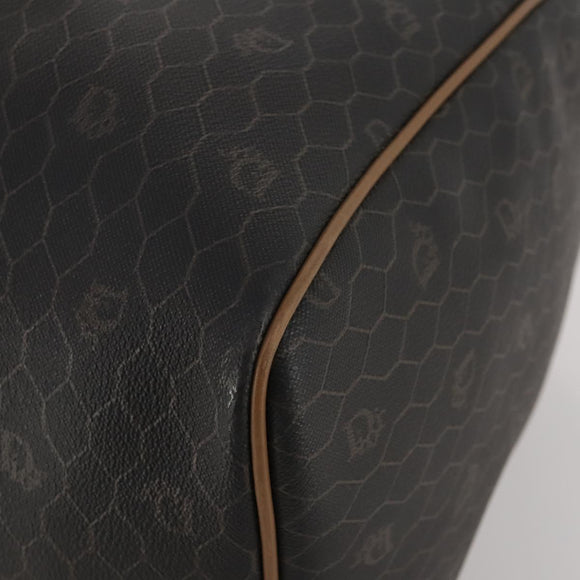 Christian Dior Honeycomb Canvas Boston Bag PVC Black Gold Auth 182601