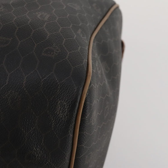 Christian Dior Honeycomb Canvas Boston Bag PVC Black Gold Auth 182601