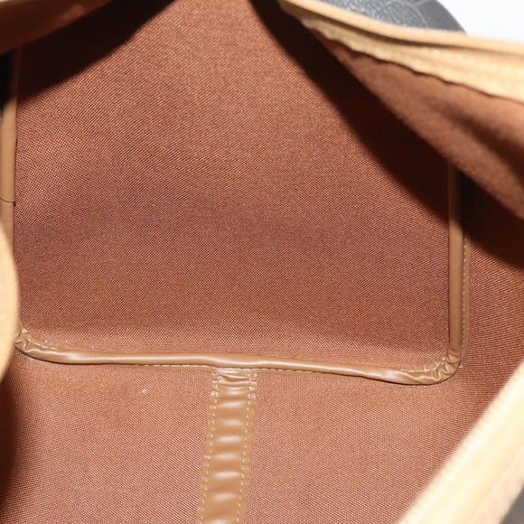 Christian Dior Honeycomb Canvas Boston Bag PVC Black Gold Auth 182601