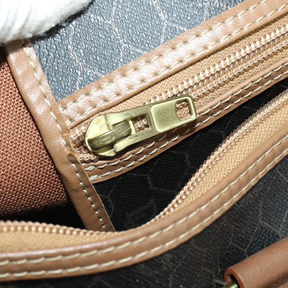 Christian Dior Honeycomb Canvas Boston Bag PVC Black Gold Auth 182601