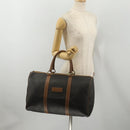 Christian Dior Honeycomb Canvas Boston Bag PVC Black Gold Auth 182601-22