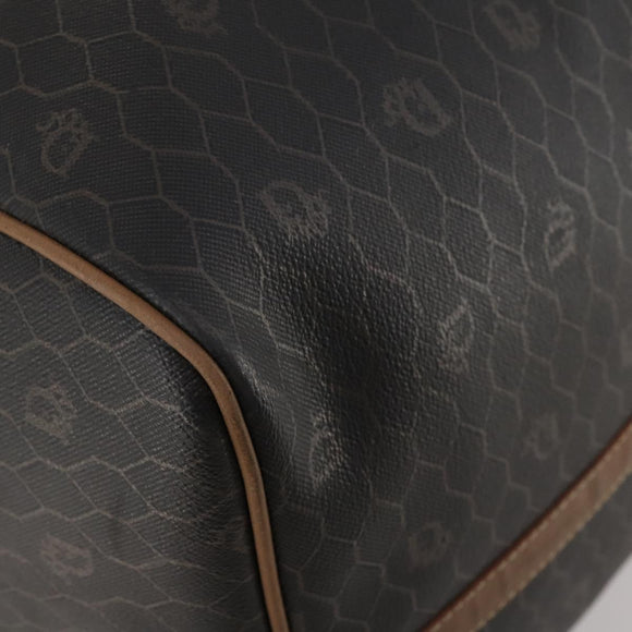 Christian Dior Honeycomb Canvas Boston Bag PVC Black Gold Auth 182602