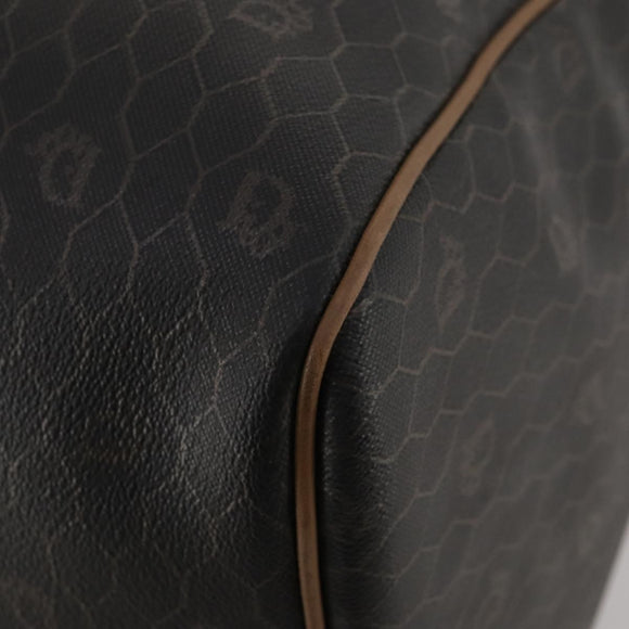 Christian Dior Honeycomb Canvas Boston Bag PVC Black Gold Auth 182602