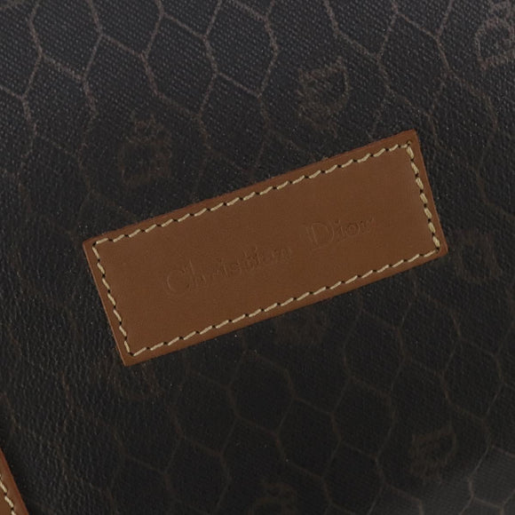 Christian Dior Honeycomb Canvas Boston Bag PVC Black Gold Auth 182602
