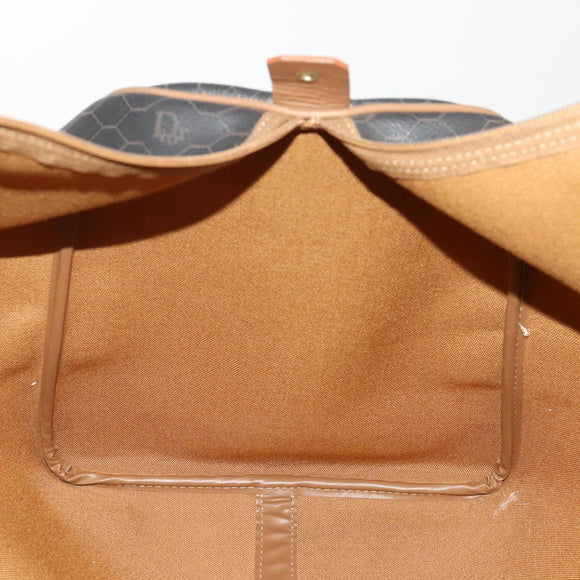 Christian Dior Honeycomb Canvas Boston Bag PVC Black Gold Auth 182602