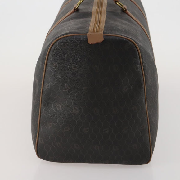Christian Dior Honeycomb Canvas Boston Bag PVC Black Gold Auth 182602