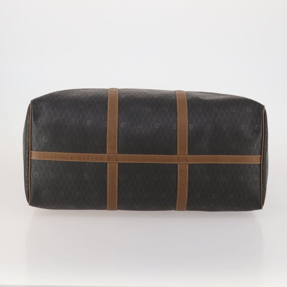 Christian Dior Honeycomb Canvas Boston Bag PVC Black Gold Auth 182602
