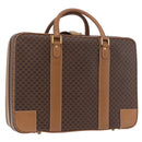 CELINE Attache Case Macadam Canvas Trunk PVC Brown Gold Auth 182603-1