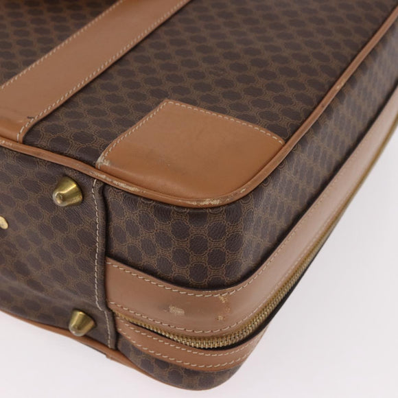 CELINE Attache Case Macadam Canvas Trunk PVC Brown Gold Auth 182603