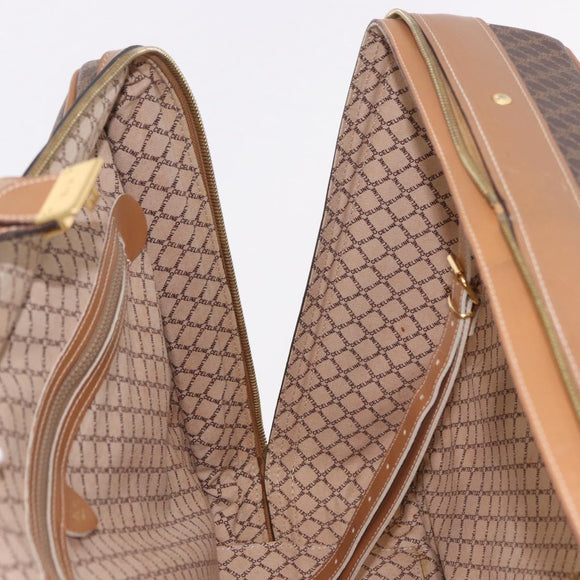 CELINE Attache Case Macadam Canvas Trunk PVC Brown Gold Auth 182603