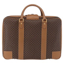 CELINE Attache Case Macadam Canvas Trunk PVC Brown Gold Auth 182603-2