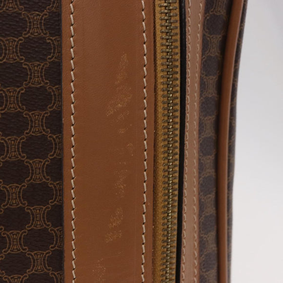 CELINE Attache Case Macadam Canvas Trunk PVC Brown Gold Auth 182603