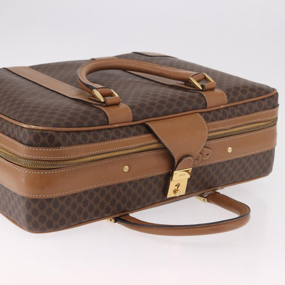 CELINE Attache Case Macadam Canvas Trunk PVC Brown Gold Auth 182603
