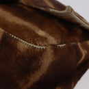 FENDI Mamma Baguette Schoudertas Harako leer Beige Zilver Auth 182607A-12