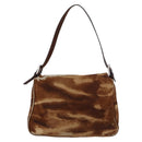 FENDI Mamma Baguette Schoudertas Harako leer Beige Zilver Auth 182607A-4