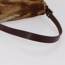 FENDI Mamma Baguette Schoudertas Harako leer Beige Zilver Auth 182607A-8