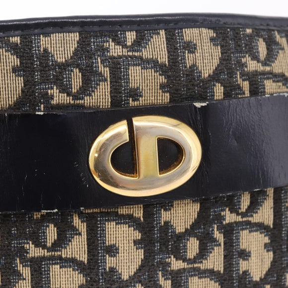 Christian Dior Trotter Canvas Schoudertas Marinegoud Auth 182609