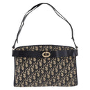 Christian Dior Trotter Canvas Schoudertas Marinegoud Auth 182609-13