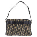 Christian Dior Trotter Canvas Schoudertas Marinegoud Auth 182609-2