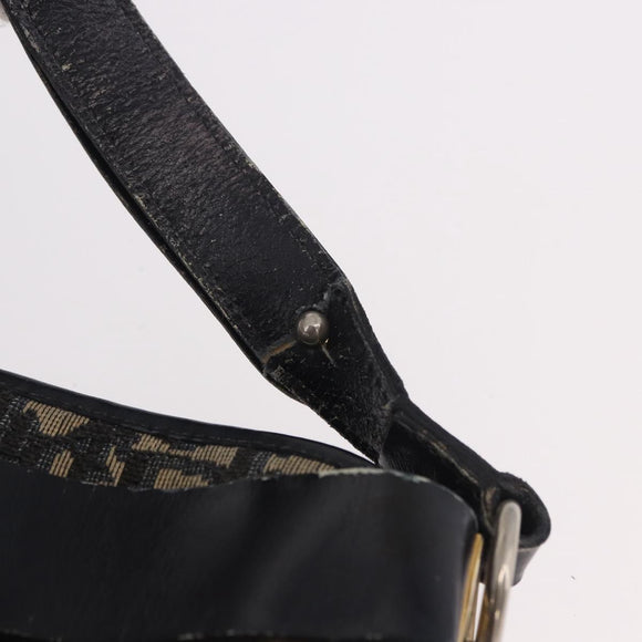Christian Dior Trotter Canvas Schoudertas Marinegoud Auth 182609