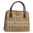 Burberrys Nova Check Hand Bag PVC Beige Gold Auth 182610A-1