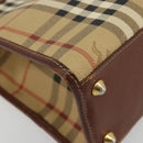 Burberrys Nova Check Hand Bag PVC Beige Gold Auth 182610A-14