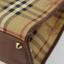 Burberrys Nova Check Hand Bag PVC Beige Gold Auth 182610A-15