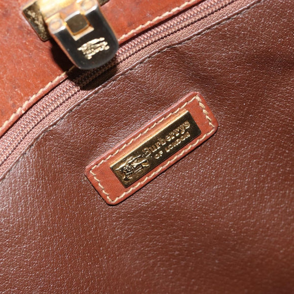 Burberrys Nova Check Hand Bag PVC Beige Gold Auth 182610A