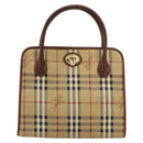 Burberrys Nova Check Hand Bag PVC Beige Gold Auth 182610A-13