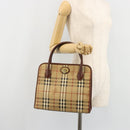 Burberrys Nova Check Hand Bag PVC Beige Gold Auth 182610A-21