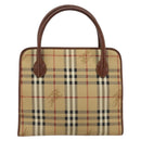 Burberrys Nova Check Hand Bag PVC Beige Gold Auth 182610A-2