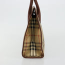 Burberrys Nova Check Hand Bag PVC Beige Gold Auth 182610A-3