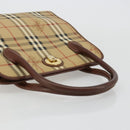 Burberrys Nova Check Hand Bag PVC Beige Gold Auth 182610A-7